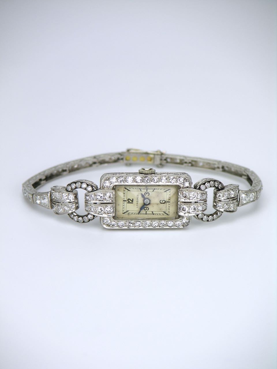 Antique Longines Art Deco platinum and diamond ladies watch