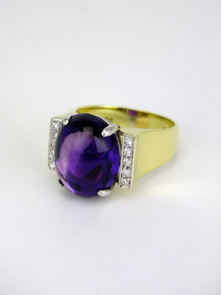 14k gold amethyst and diamond ring 1970s