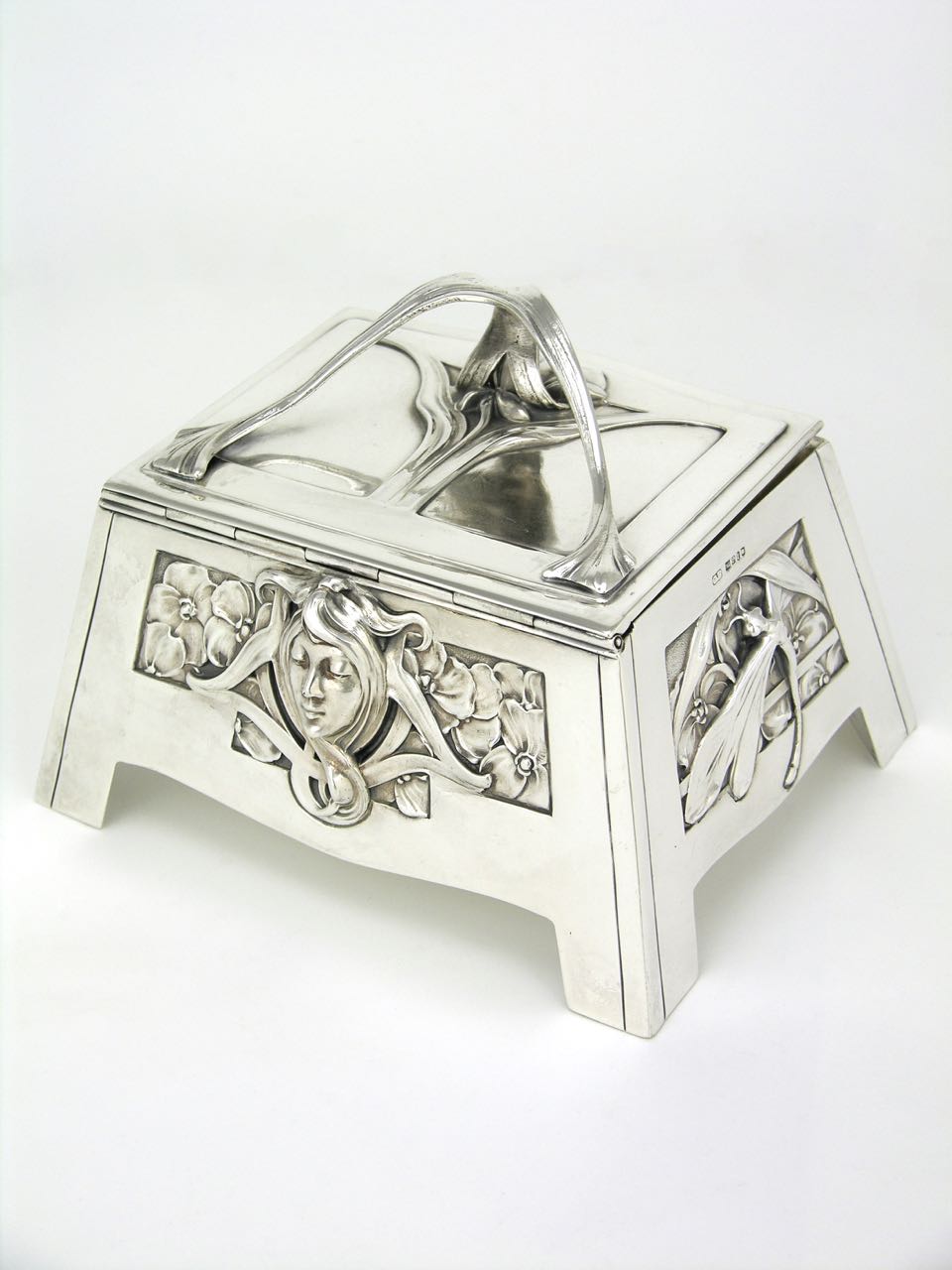 Antique Art Nouveau Solid Silver Sugar Box 1900 Germany - Carl Stock for Bruckmann and Söhne