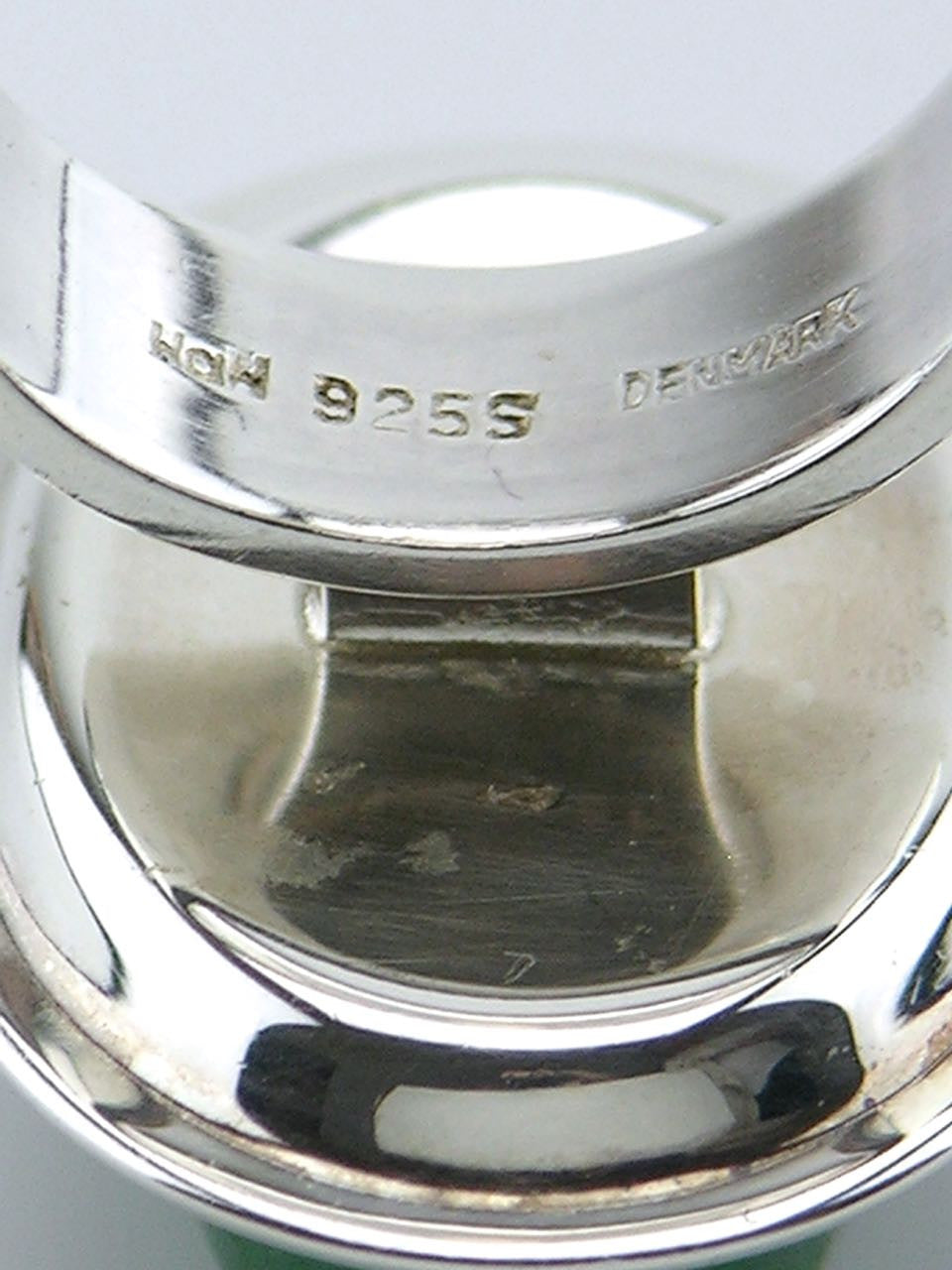 Vintage Hans Hansen silver and oval green aventurine ring