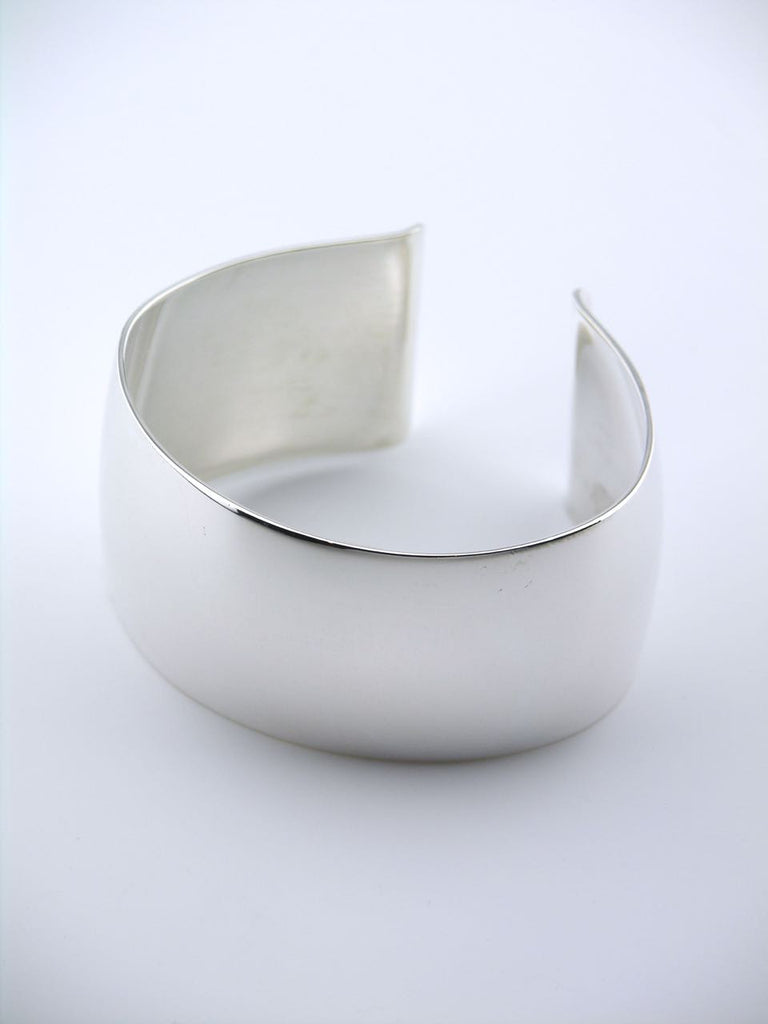 Vintage Danish Silver Wide Convex Cuff 1970s