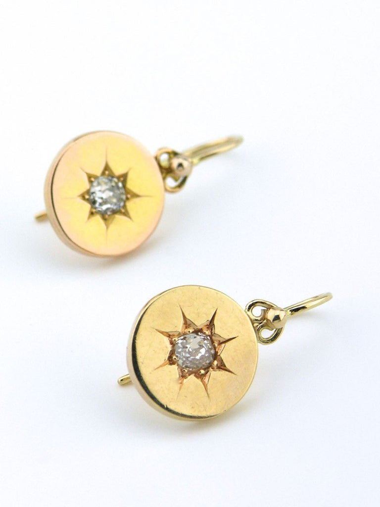 Late Victorian 15ct yellow gold and diamond earrings