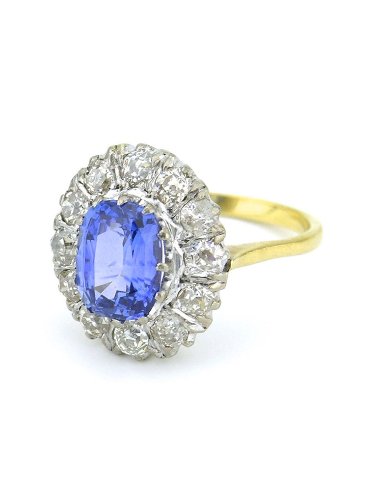 18k white and yellow gold diamond and sapphire ring