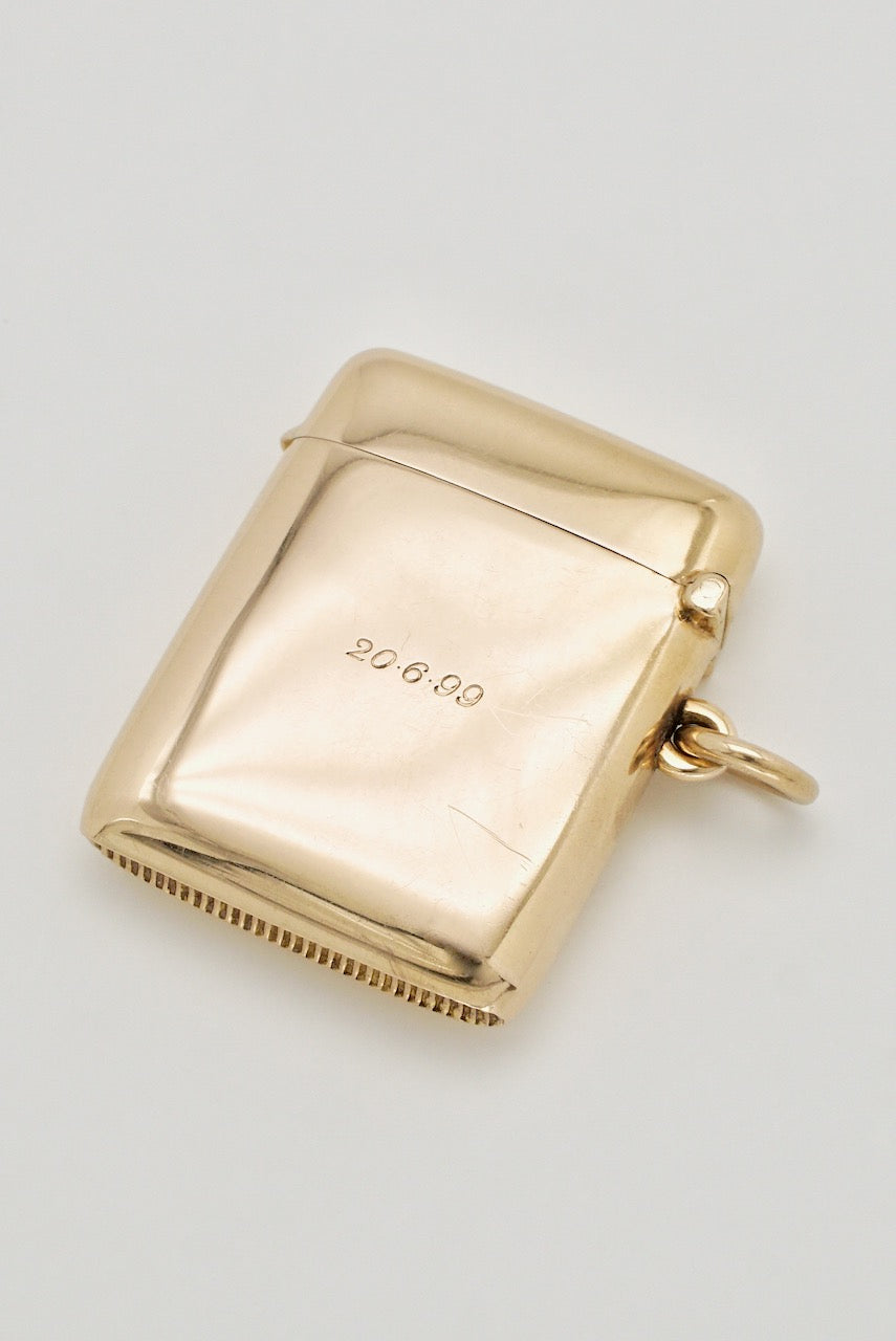 Antique 15k Yellow Gold Vesta Case - 1898 England