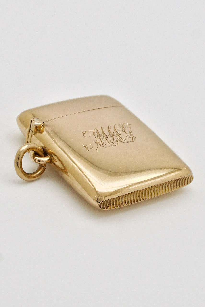 Antique 15k Yellow Gold Vesta Case - 1898 England