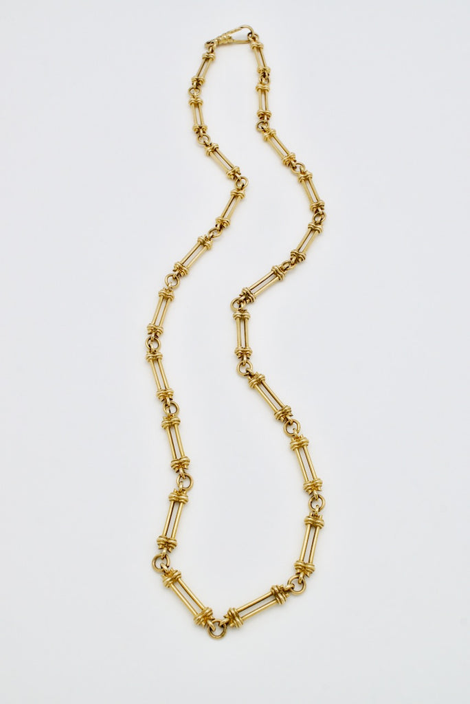Vintage 9k Yellow Gold Fancy Paperclip Link Chain Necklace