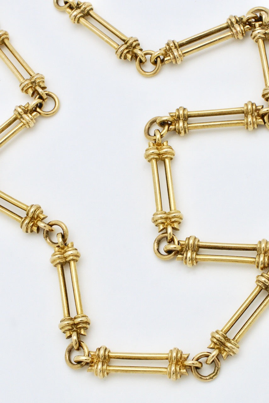 Vintage 9k Yellow Gold Fancy Paperclip Link Chain Necklace