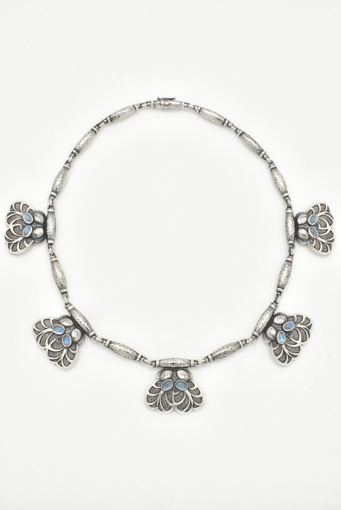 Vintage Georg Jensen Sterling Silver Moonstone Heritage Necklace - Design 4