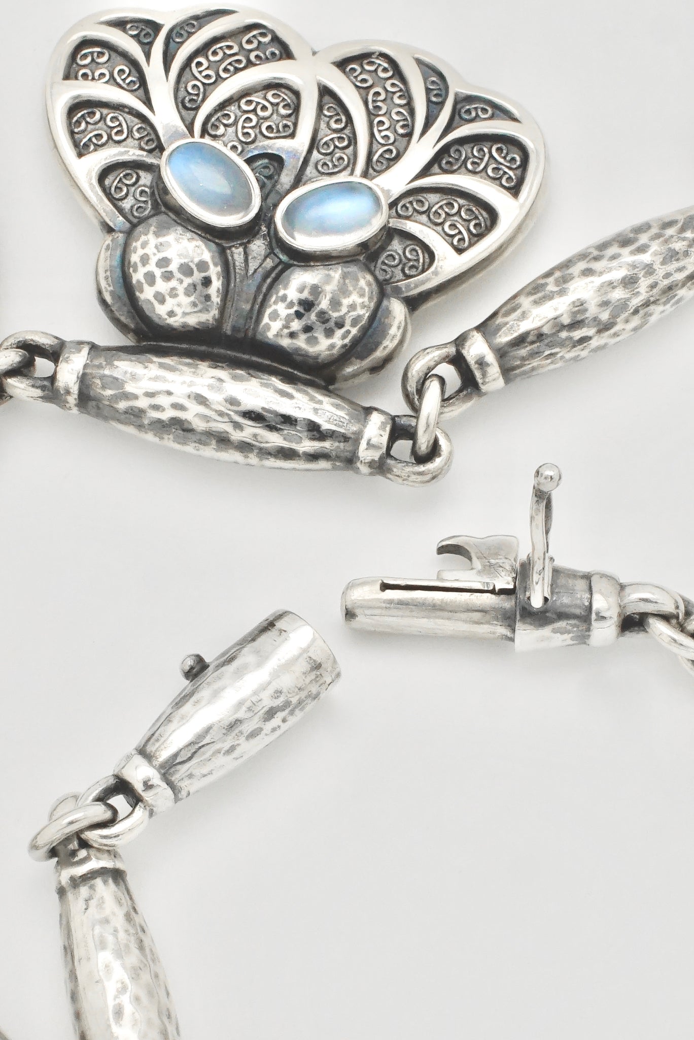 Vintage Georg Jensen Sterling Silver Moonstone Heritage Necklace - Design 4