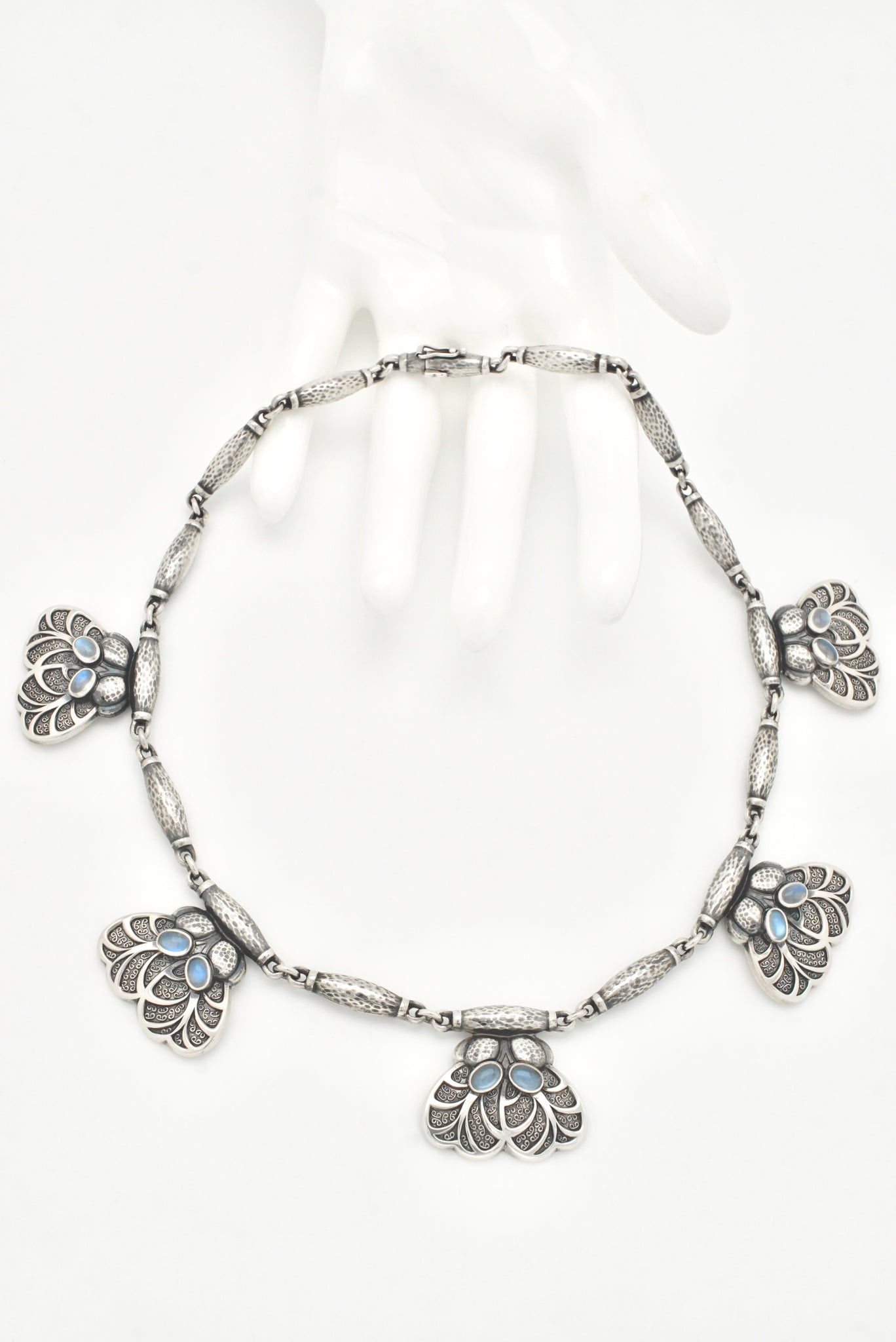 Vintage Georg Jensen Sterling Silver Moonstone Heritage Necklace - Design 4