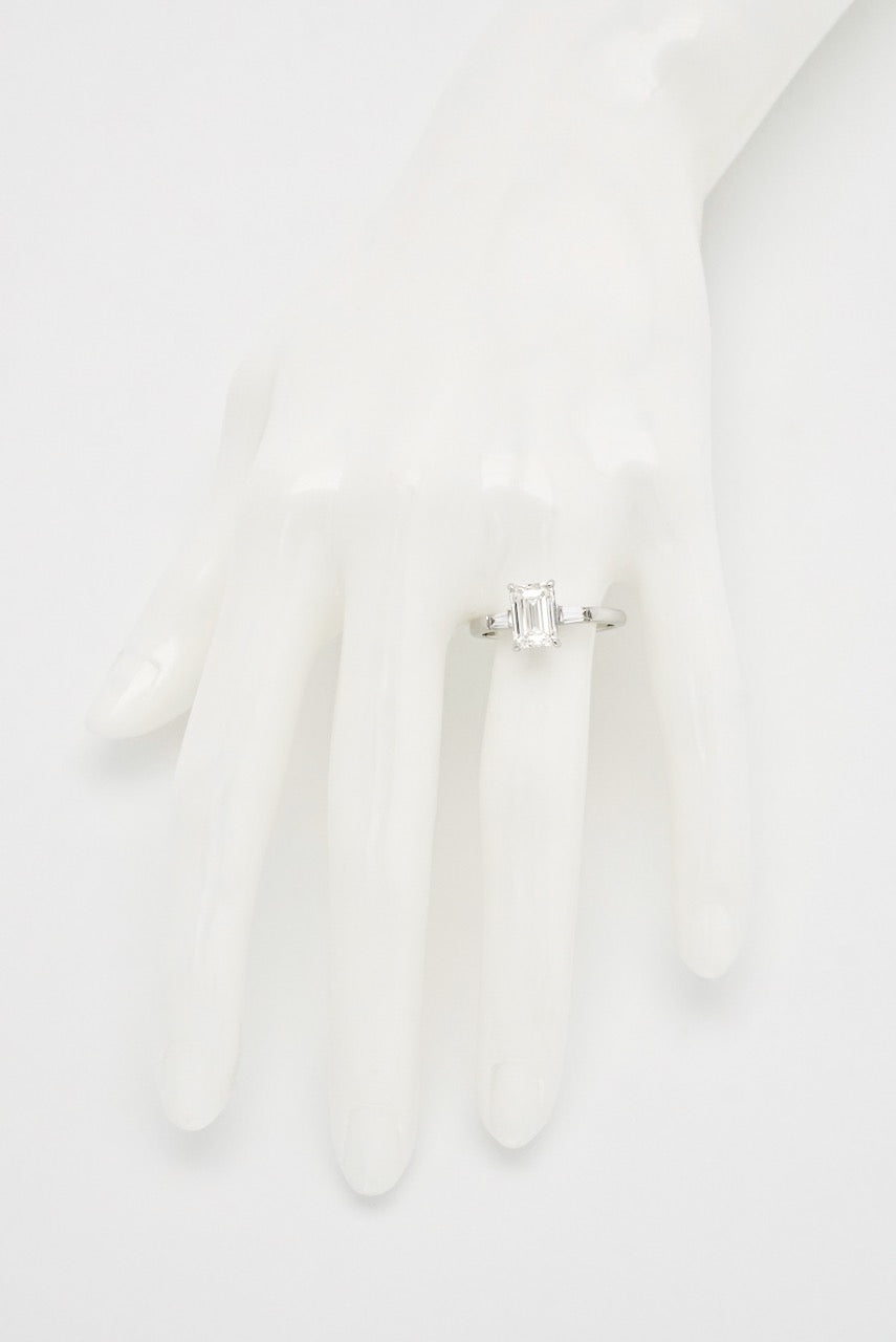 Vintage Platinum Emerald Cut Diamond Solitaire Ring