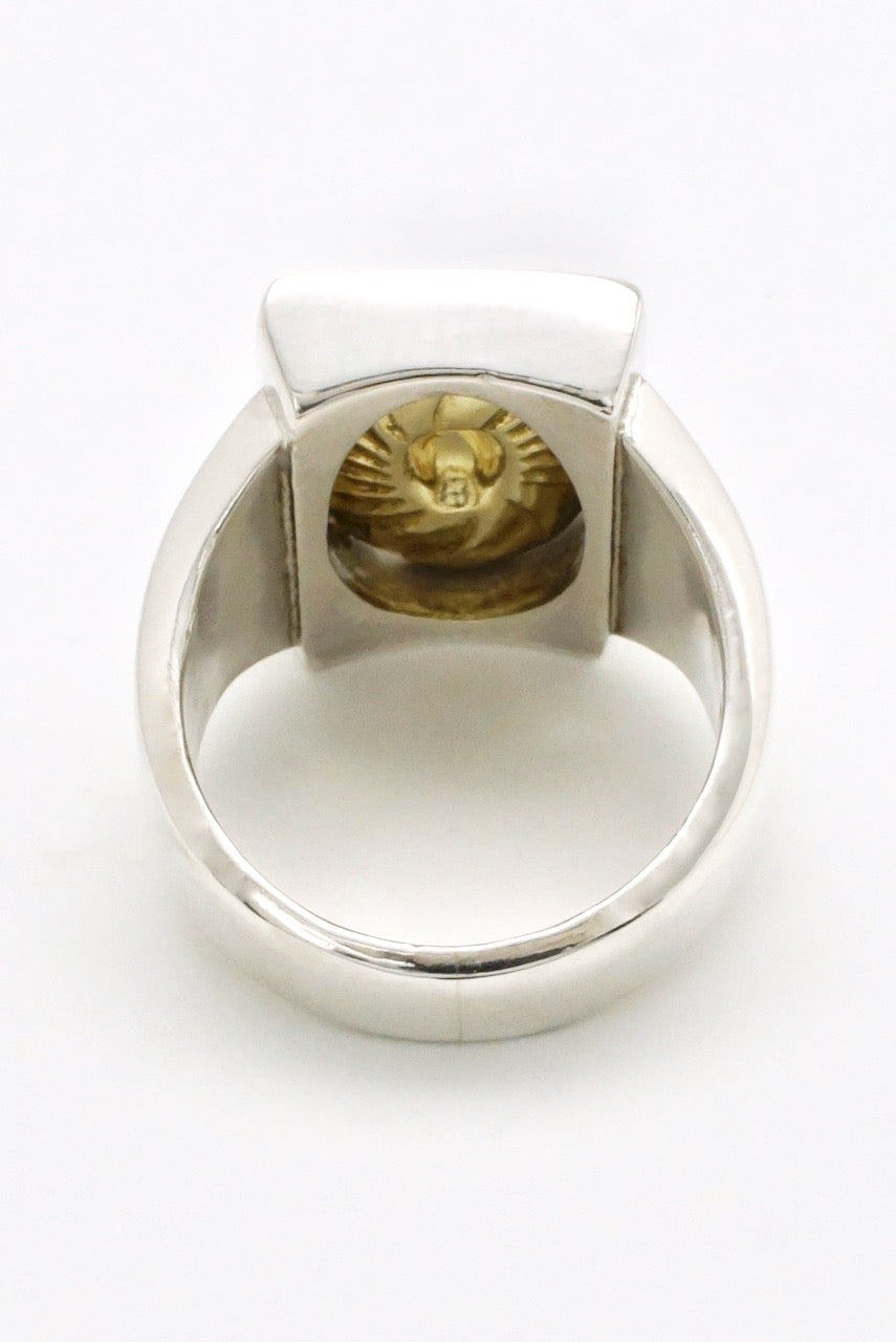 Vintage Georg Jensen Sterling Silver Flower Plaque Ring - design 82A Henry Pilstrup