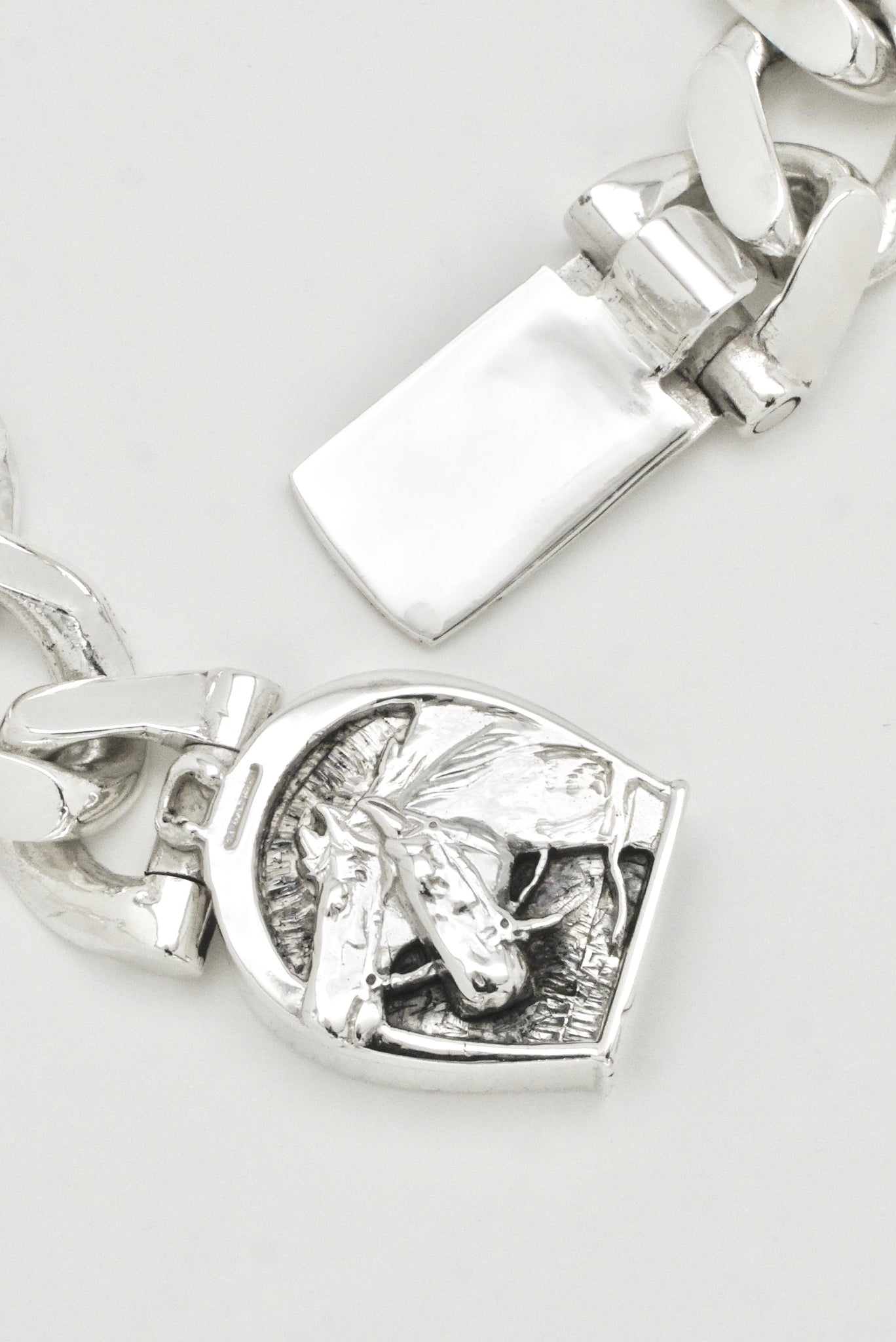 Vintage Sterling Silver Equestrian Chain Bracelet 1980s