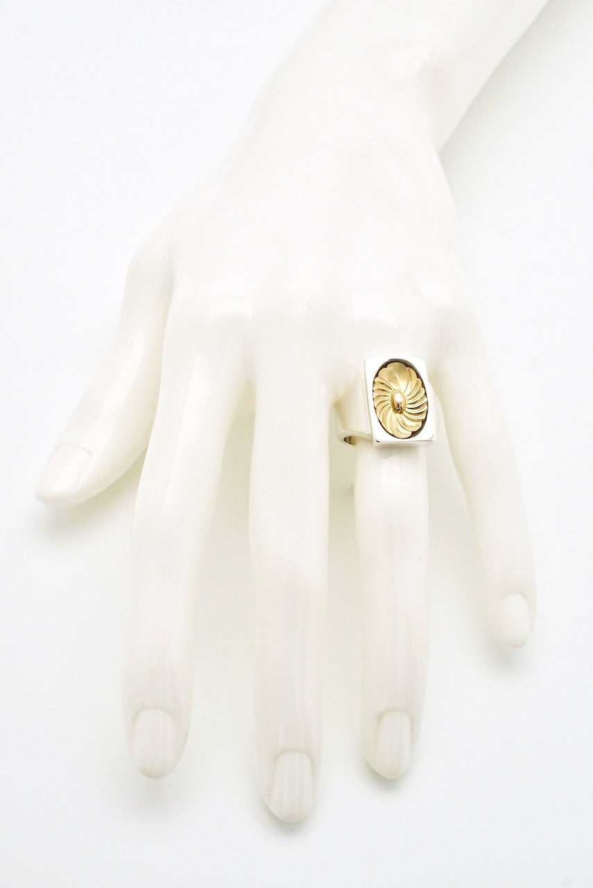 Vintage Georg Jensen Sterling Silver Flower Plaque Ring - design 82A Henry Pilstrup
