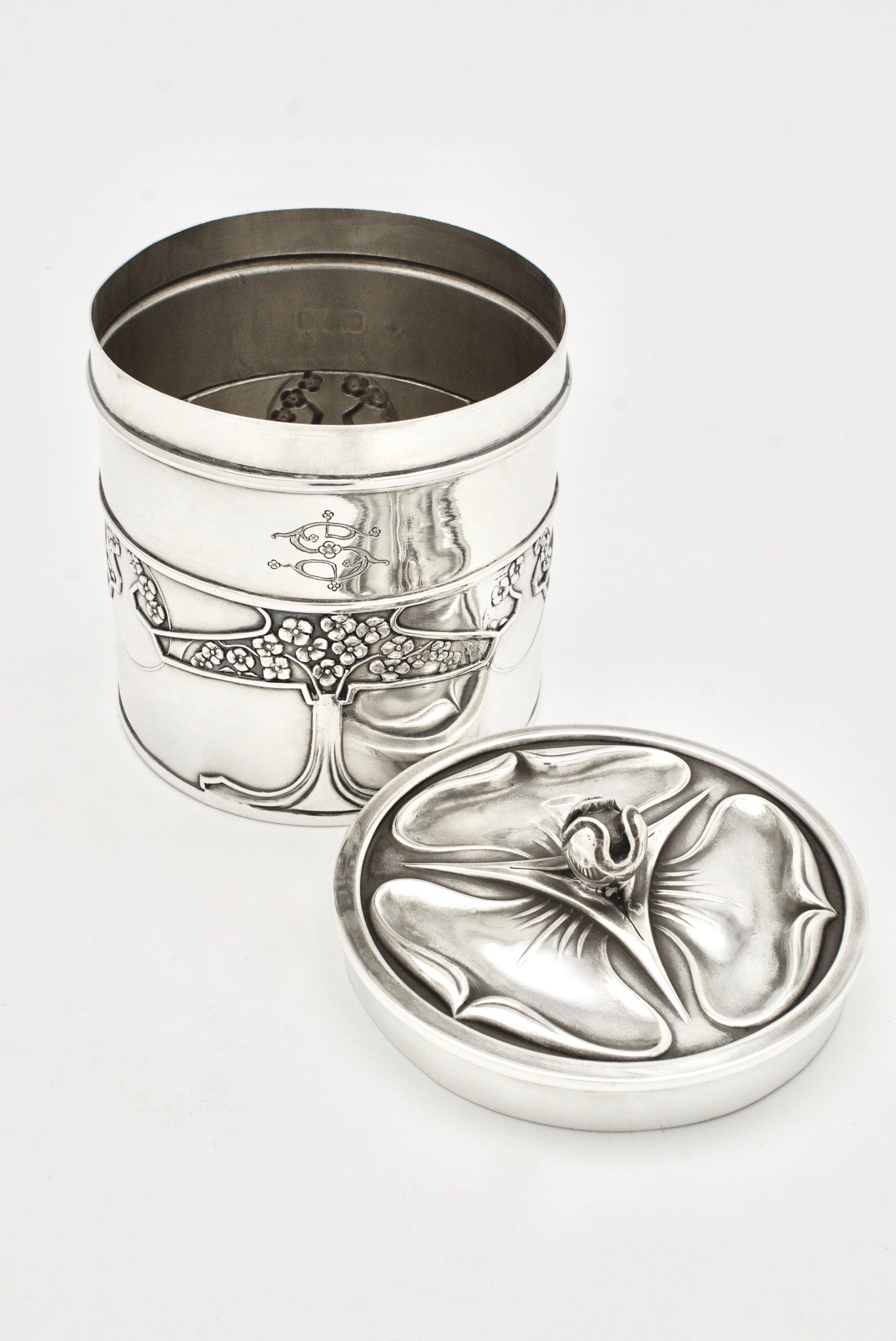 Antique Art Nouveau Sterling Silver Canister - Kate Harris for William Hutton and Sons 1899