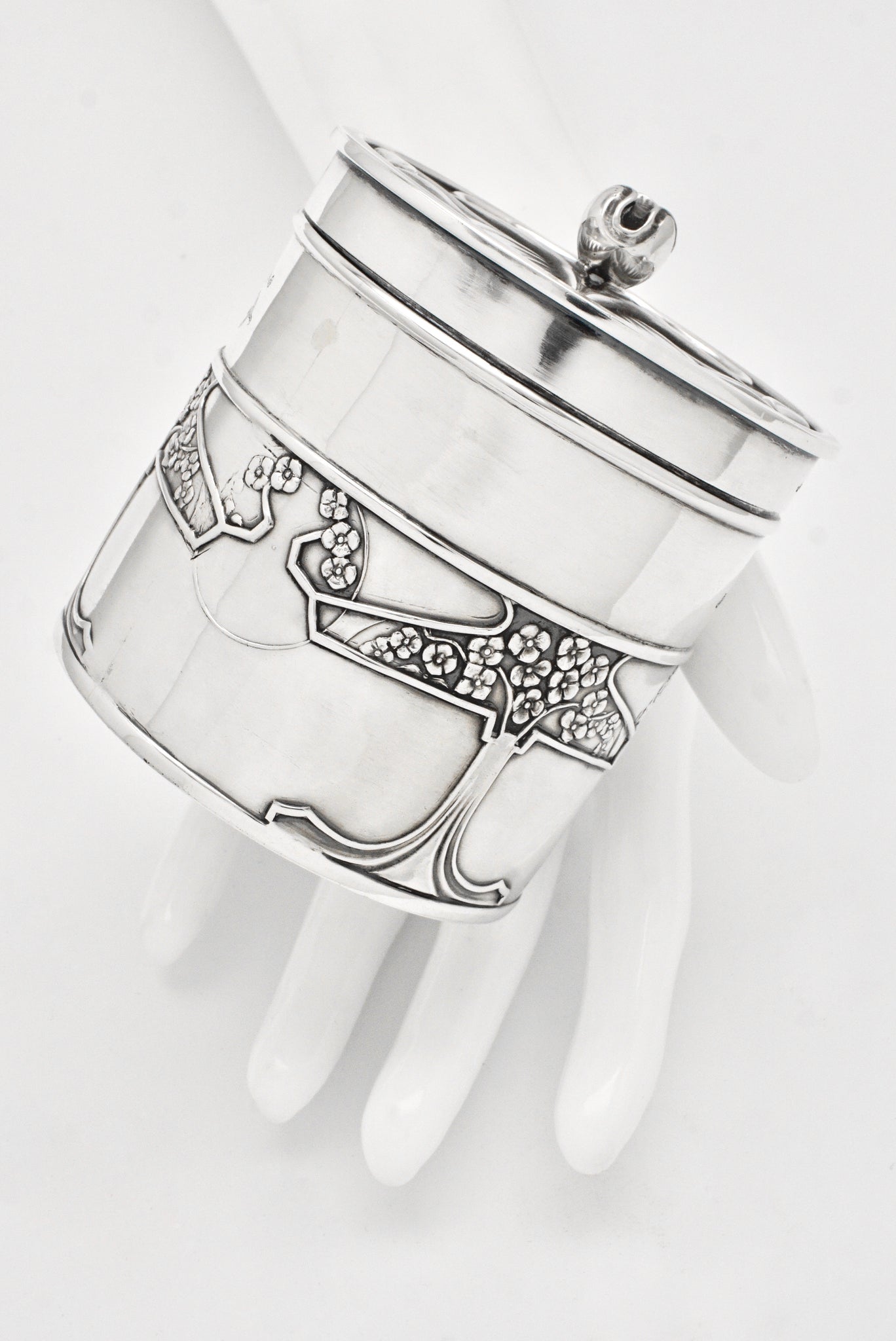 Antique Art Nouveau Sterling Silver Canister - Kate Harris for William Hutton and Sons 1899