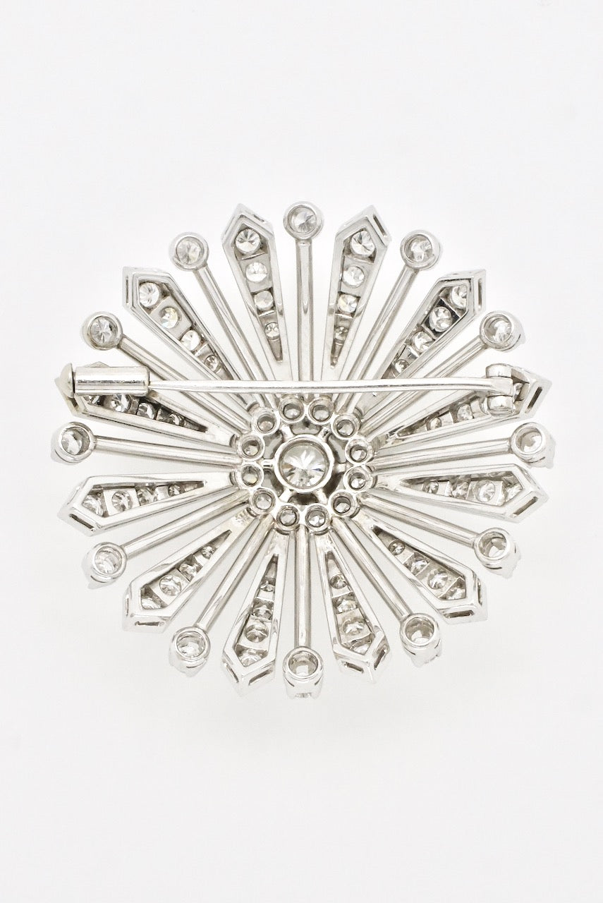 Vintage 18k White Gold Diamond Star Brooch 1960s