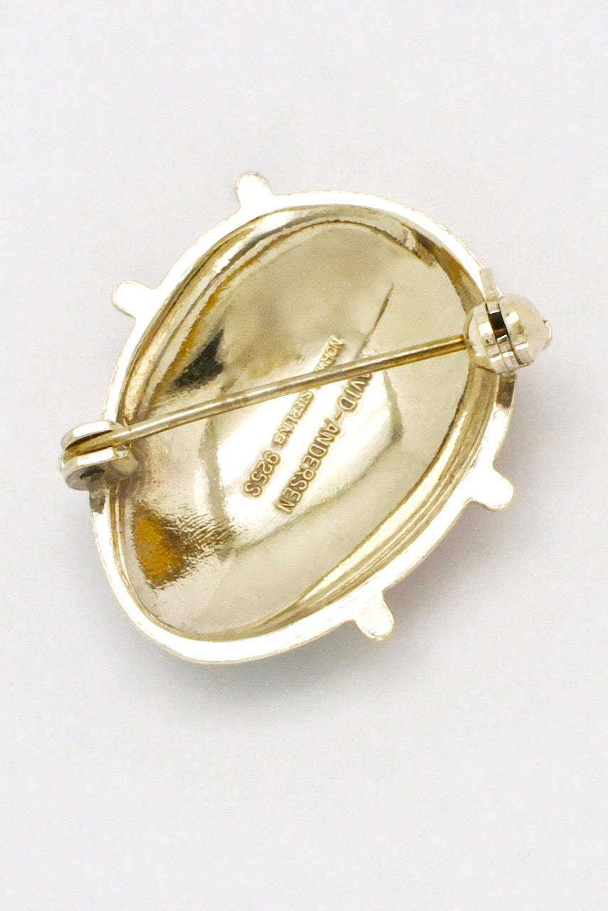 Vintage Sterling Silver Enamel Lady Bird Beetle Insect Brooch - David Andersen 1950s