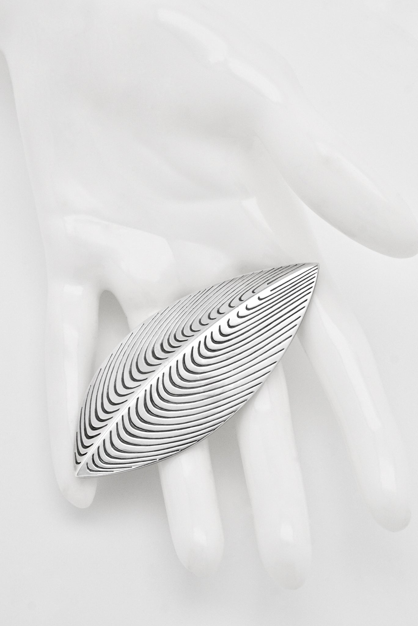 Vintage Michelsen Sterling Silver Modernist Leaf Brooch - Eigil Jensen