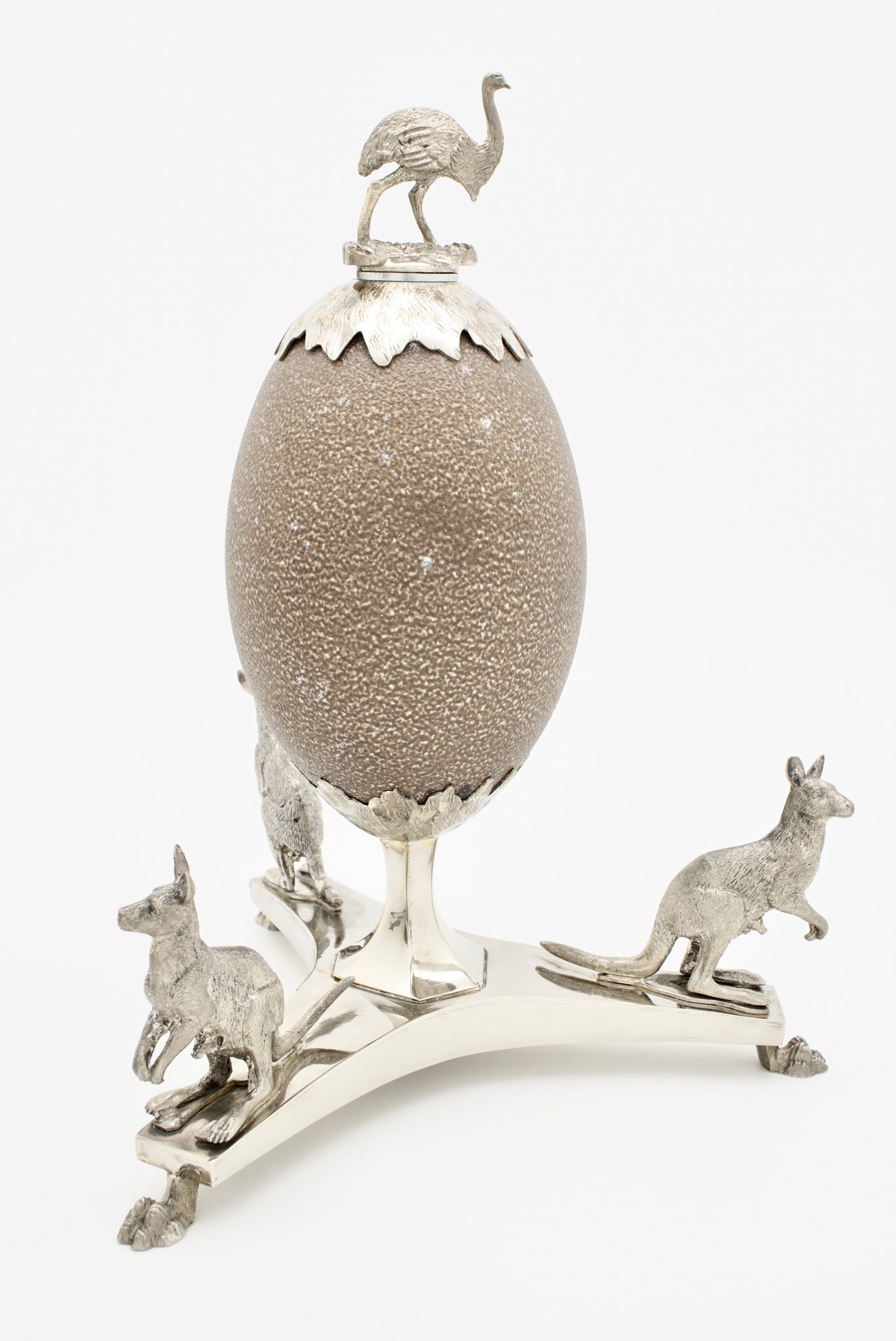 Vintage Pair of Australiana Emu Egg Kangaroo Table Garnitures