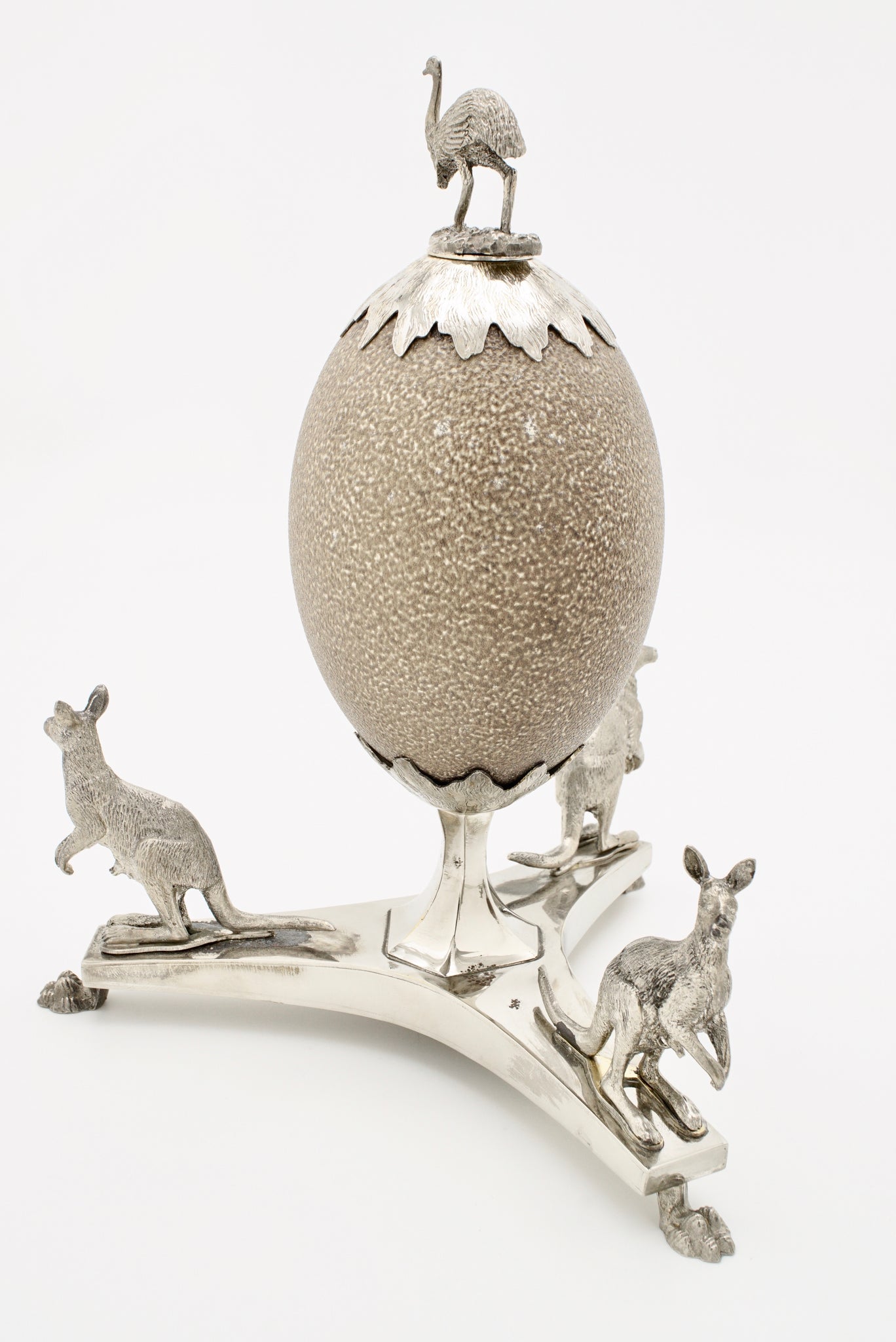 Vintage Pair of Australiana Emu Egg Kangaroo Table Garnitures