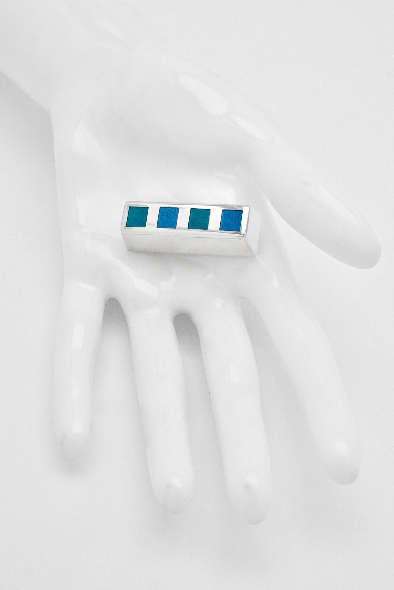 Vintage Georg Jensen Sterling Silver Enamel Bar Brooch - Design 333A Nanna Ditzel