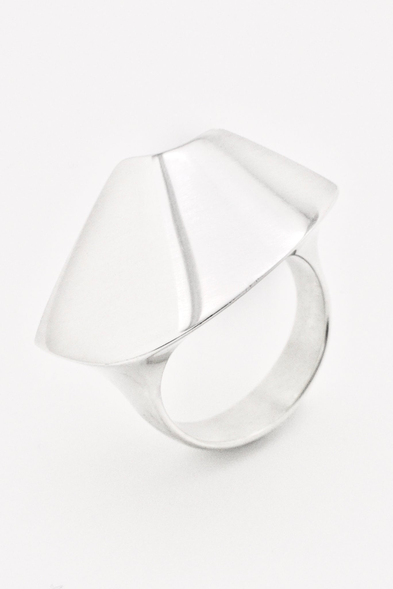 Vintage Georg Jensen Sterling Silver Abstract Brutalist Curve Ring - Design Hans Hansen