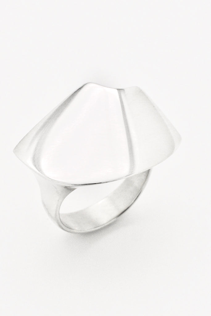 Vintage Georg Jensen Sterling Silver Abstract Brutalist Curve Ring - Design Hans Hansen