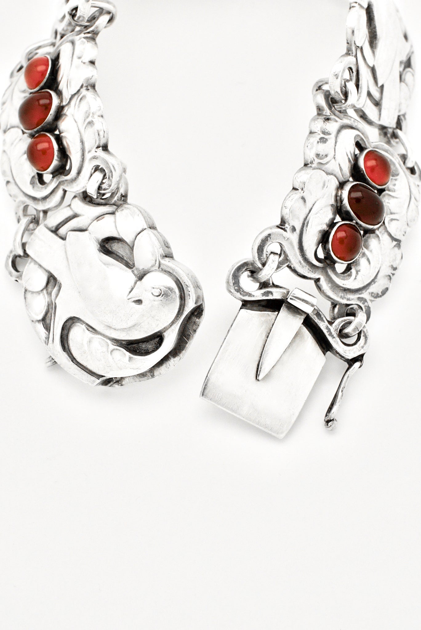 Vintage Georg Jensen Sterling Silver Carnelian Dove Bracelet - design 14 Georg Jensen and Kristian Moehl-Hansen
