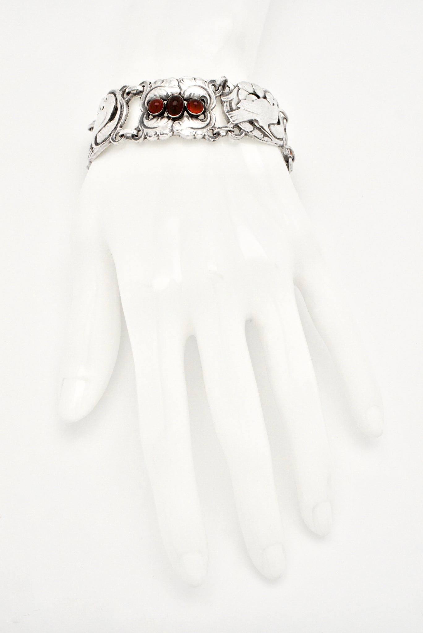 Vintage Georg Jensen Sterling Silver Carnelian Dove Bracelet - design 14 Georg Jensen and Kristian Moehl-Hansen