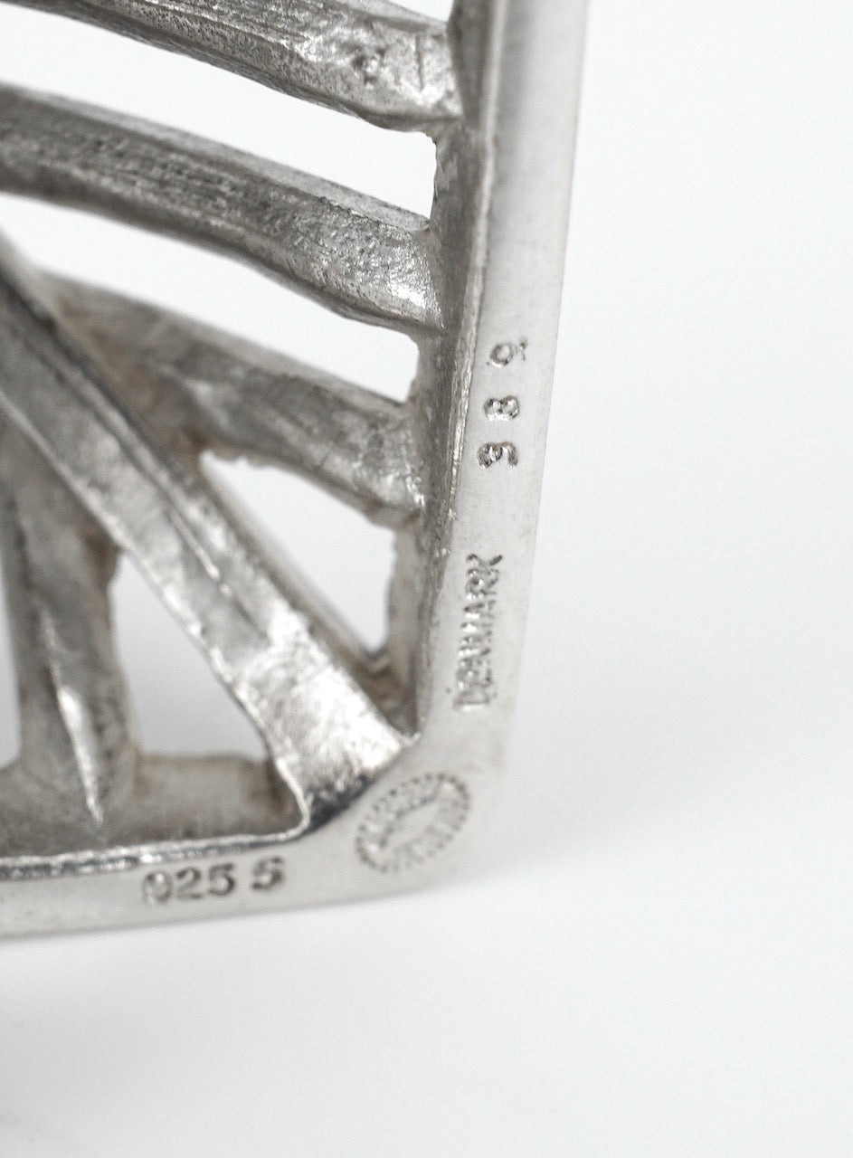 Vintage Georg Jensen Sterling Silver square grille clip earrings - design 389 Nanna Ditzel