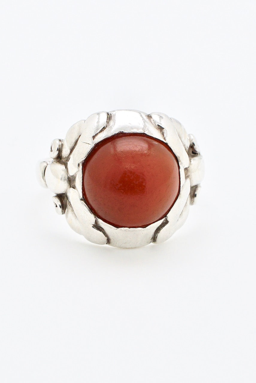 Vintage Georg Jensen Sterling Silver Carnelian Ring - design 11A 1940s