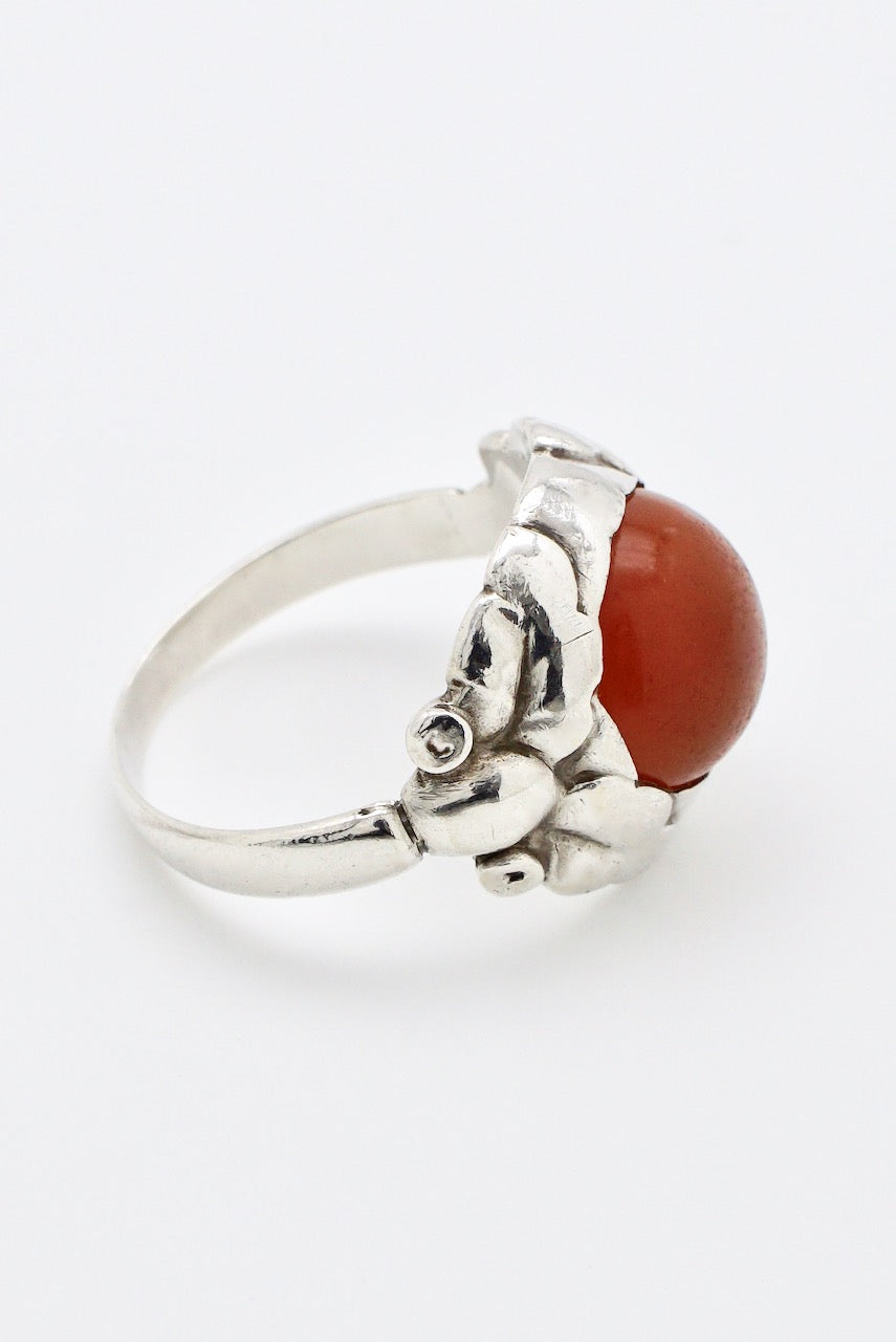 Vintage Georg Jensen Sterling Silver Carnelian Ring - design 11A 1940s