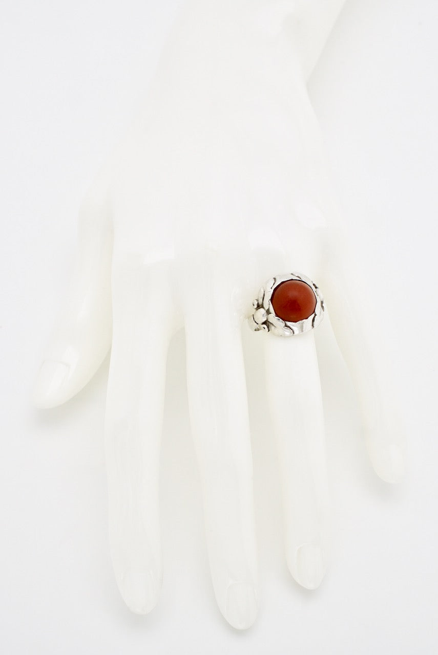 Vintage Georg Jensen Sterling Silver Carnelian Ring - design 11A 1940s