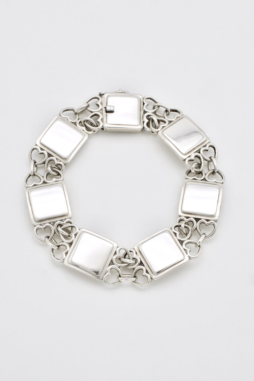 Vintage Georg Jensen Sterling Silver Heart Panel Bracelet - design 70 Arno Malinowski