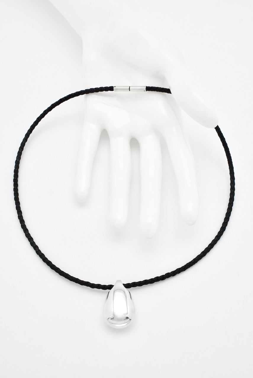 Vintage Georg Jensen Sterling Silver Drop Pendant on Leather Necklace - design 169 Kim Naver