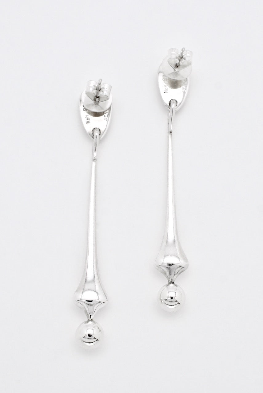 Vintage Hans Hansen Sterling Silver Modernist Drop Earrings 1970s