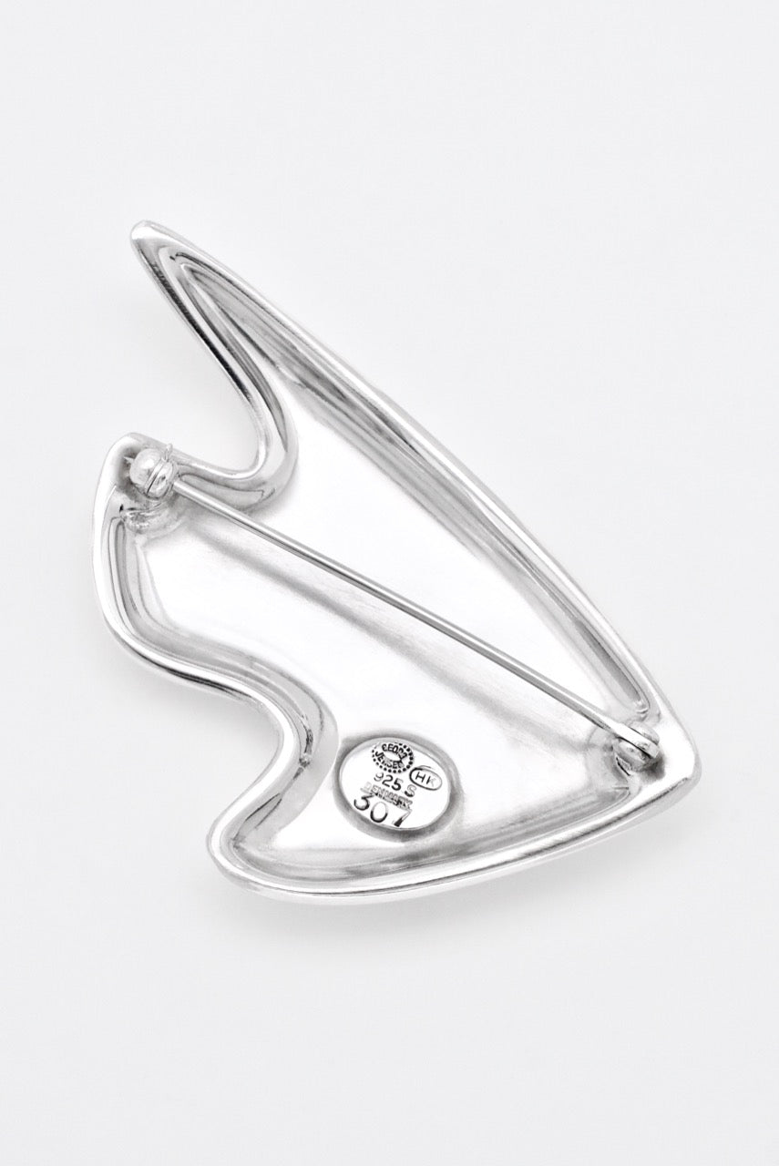 Vintage Georg Jensen Sterling Silver Purple Enamel Fish Brooch - design 307