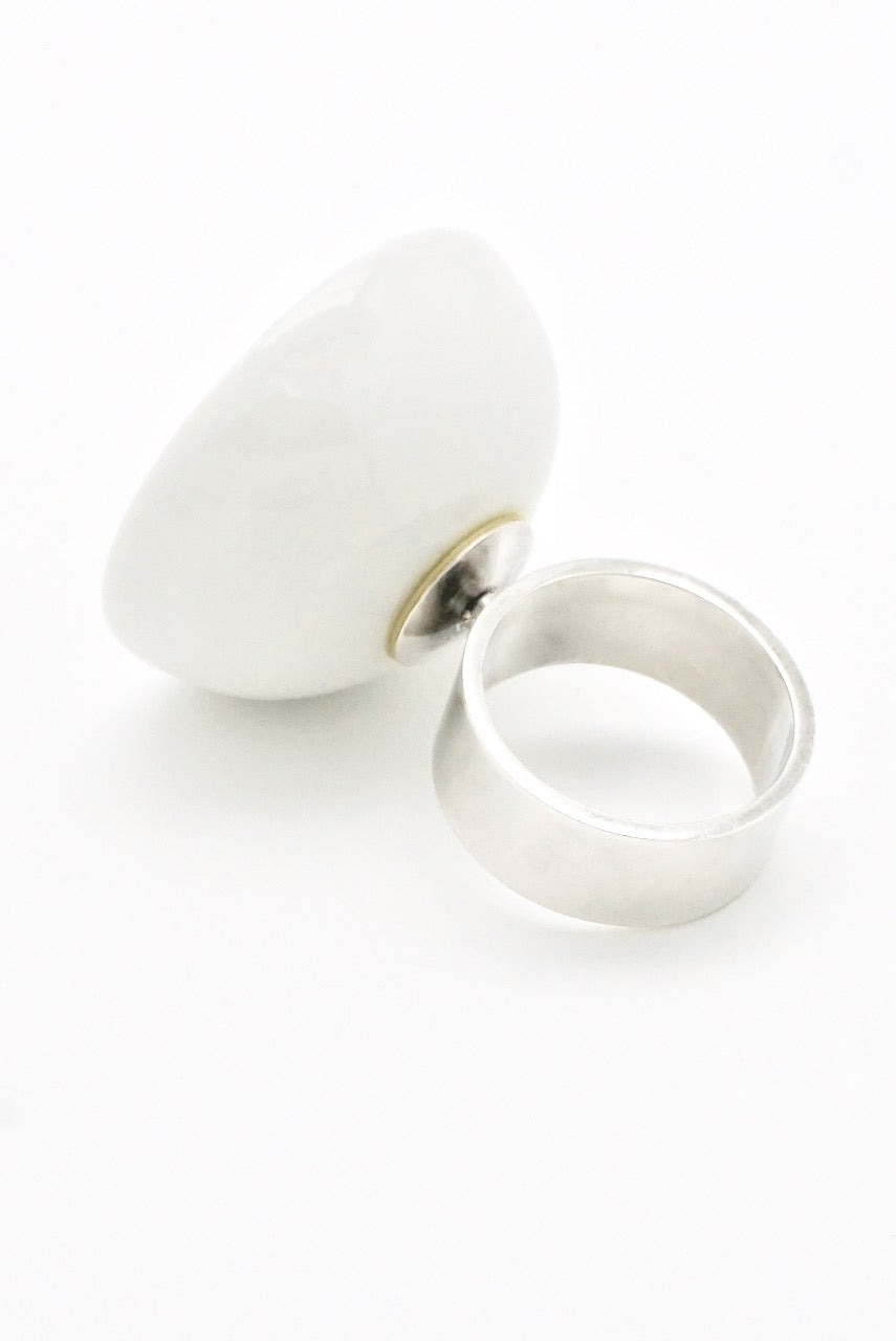 Vintage Anton Michelsen Porcelain Sterling Silver Ring - Denmark 1970s