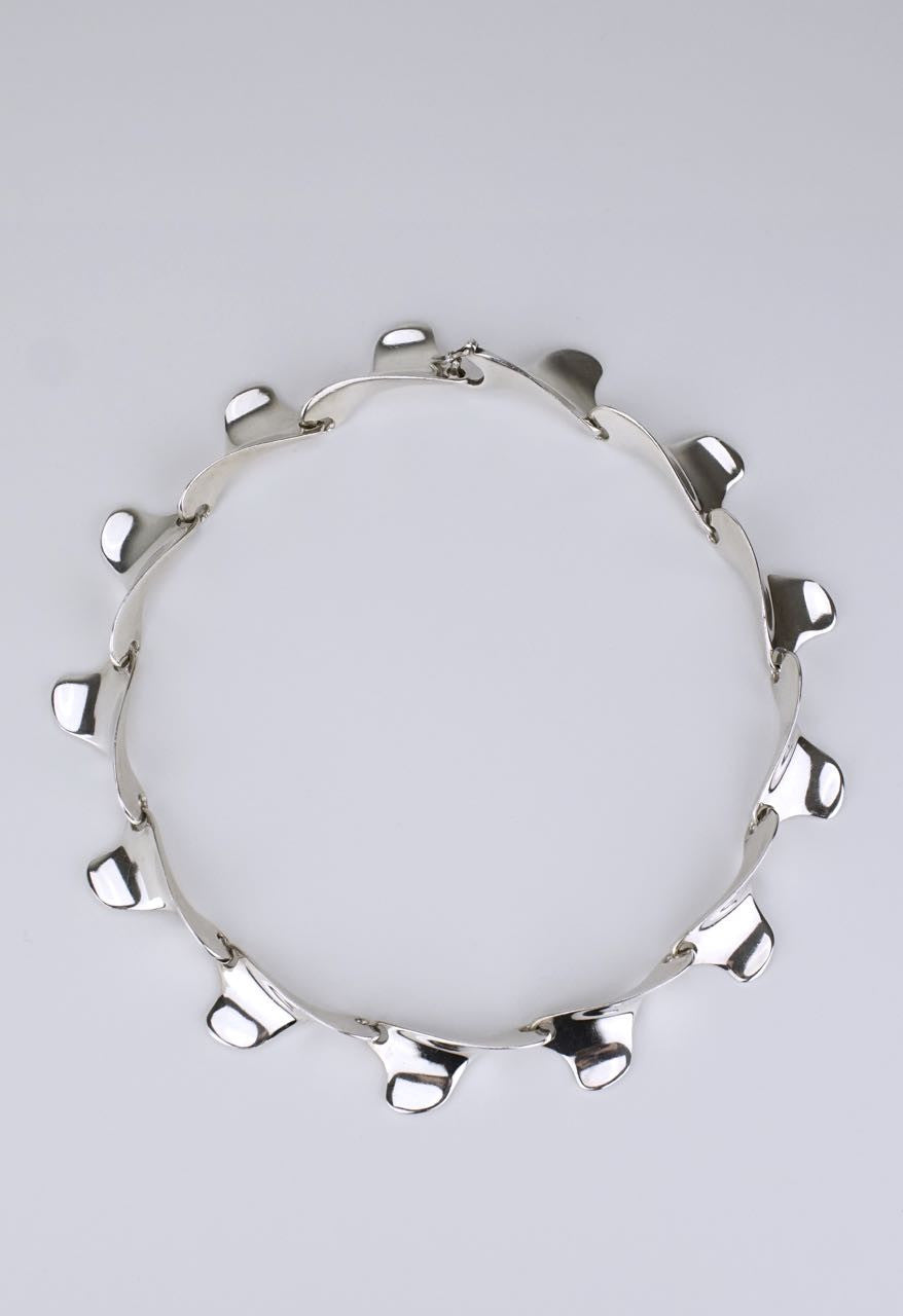 Italian modernist silver curved link necklace 1960s