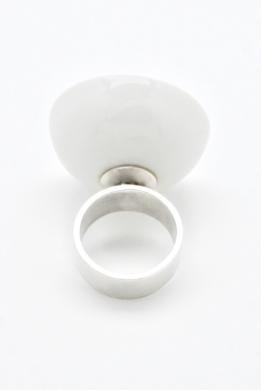 Vintage Anton Michelsen Porcelain Sterling Silver Ring - Denmark 1970s