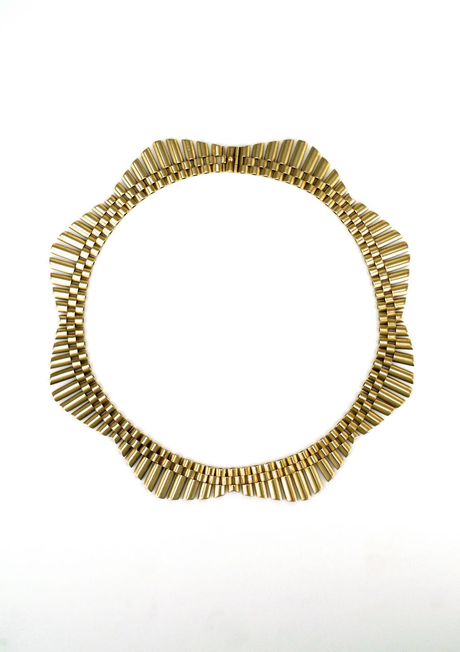 Retro 9k yellow gold gatelink fringe necklace 1950s