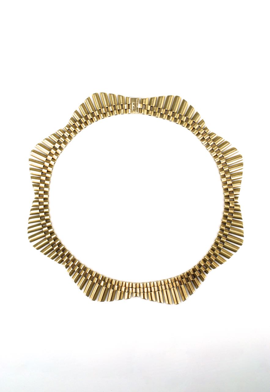 Retro 9k yellow gold gatelink fringe necklace 1950s