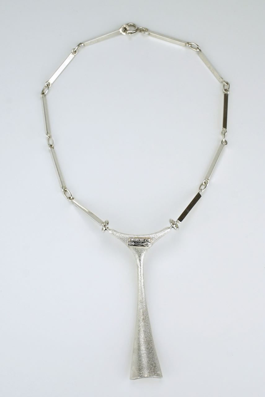 Orlando Orlandini silver modernist pendant necklace 1960s