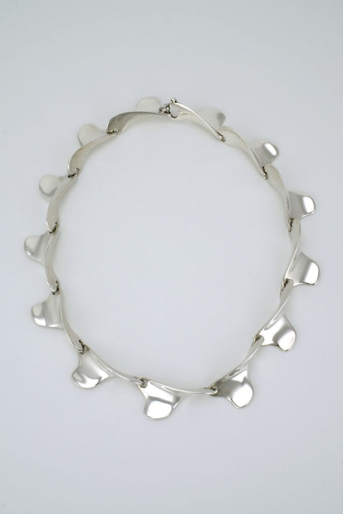 Italian modernist silver curved link necklace 1960s