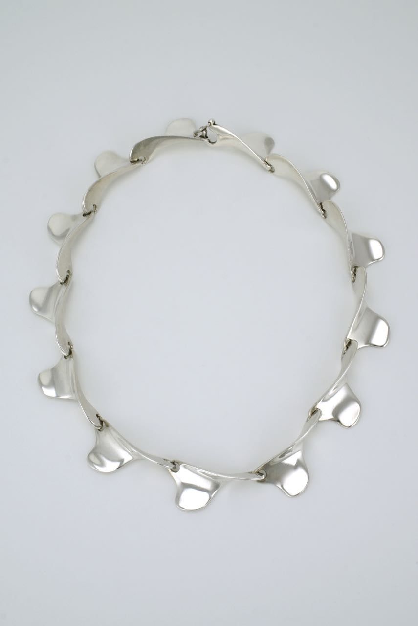 Italian modernist silver curved link necklace 1960s