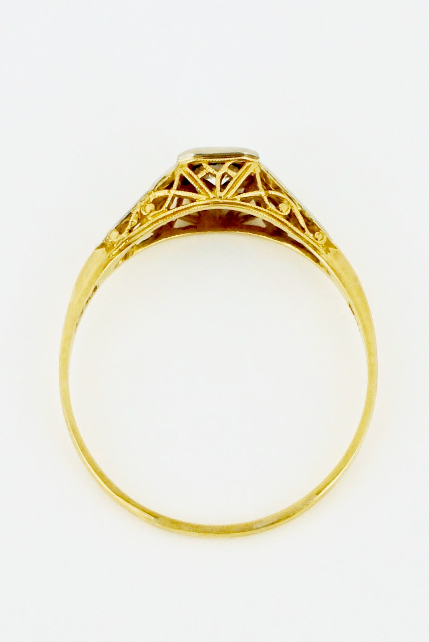 Vintage 18k Yellow Gold Diamond Ring 1940s