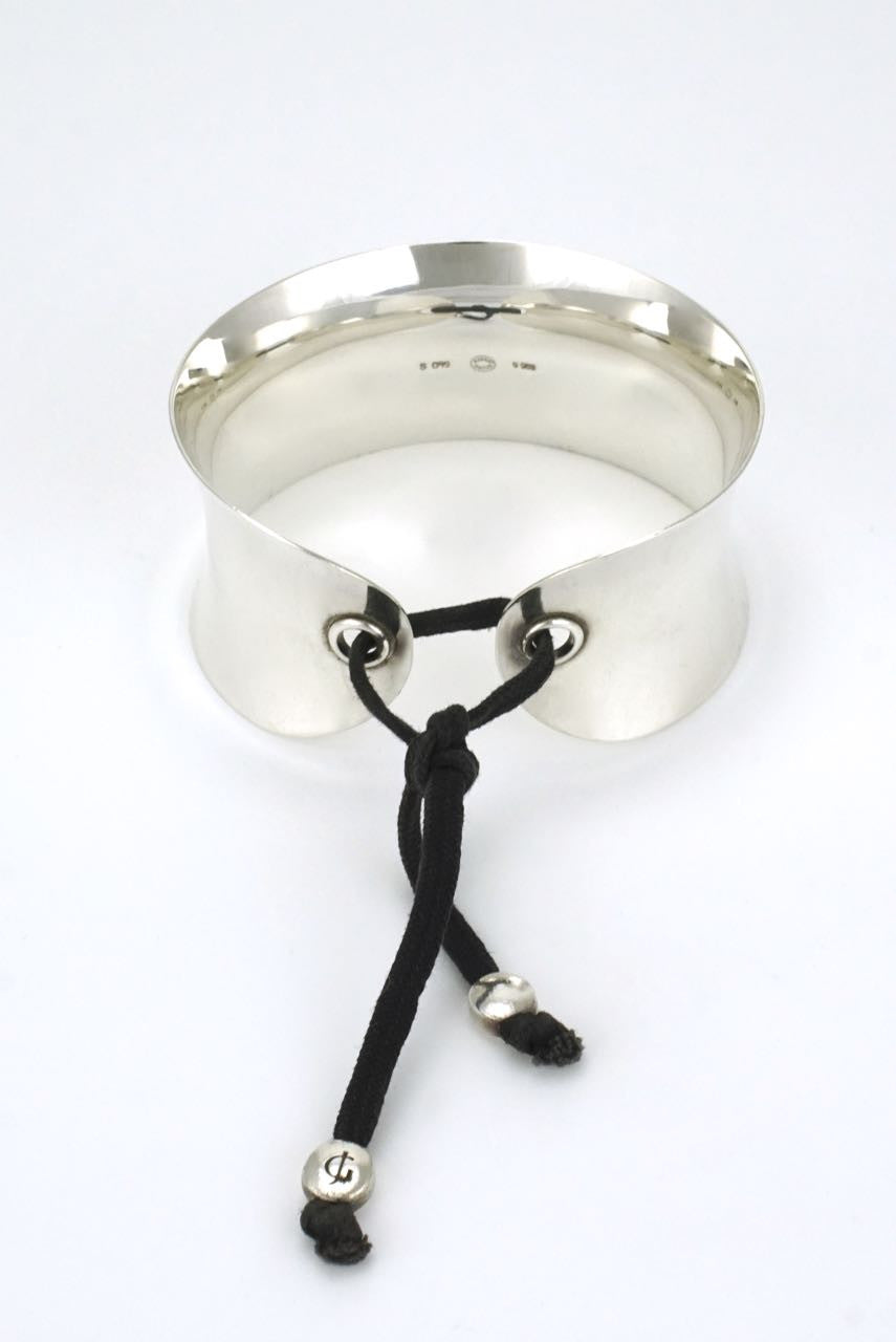 Vintage Georg Jensen Wide Silver Cuff with Tie Cord - Design 560 Regitze Overgaard