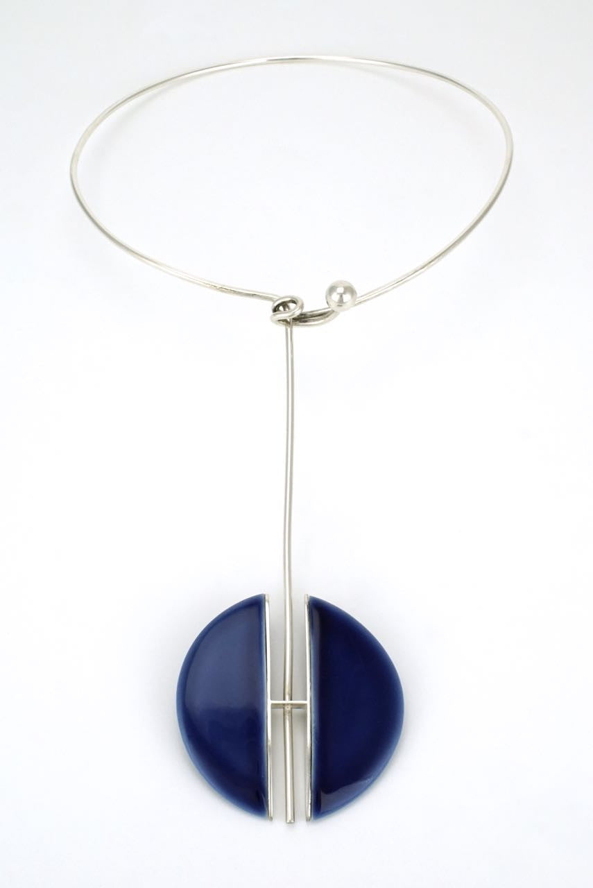 Vintage Anton Michelsen Silver and Porcelain Neckring 1970s