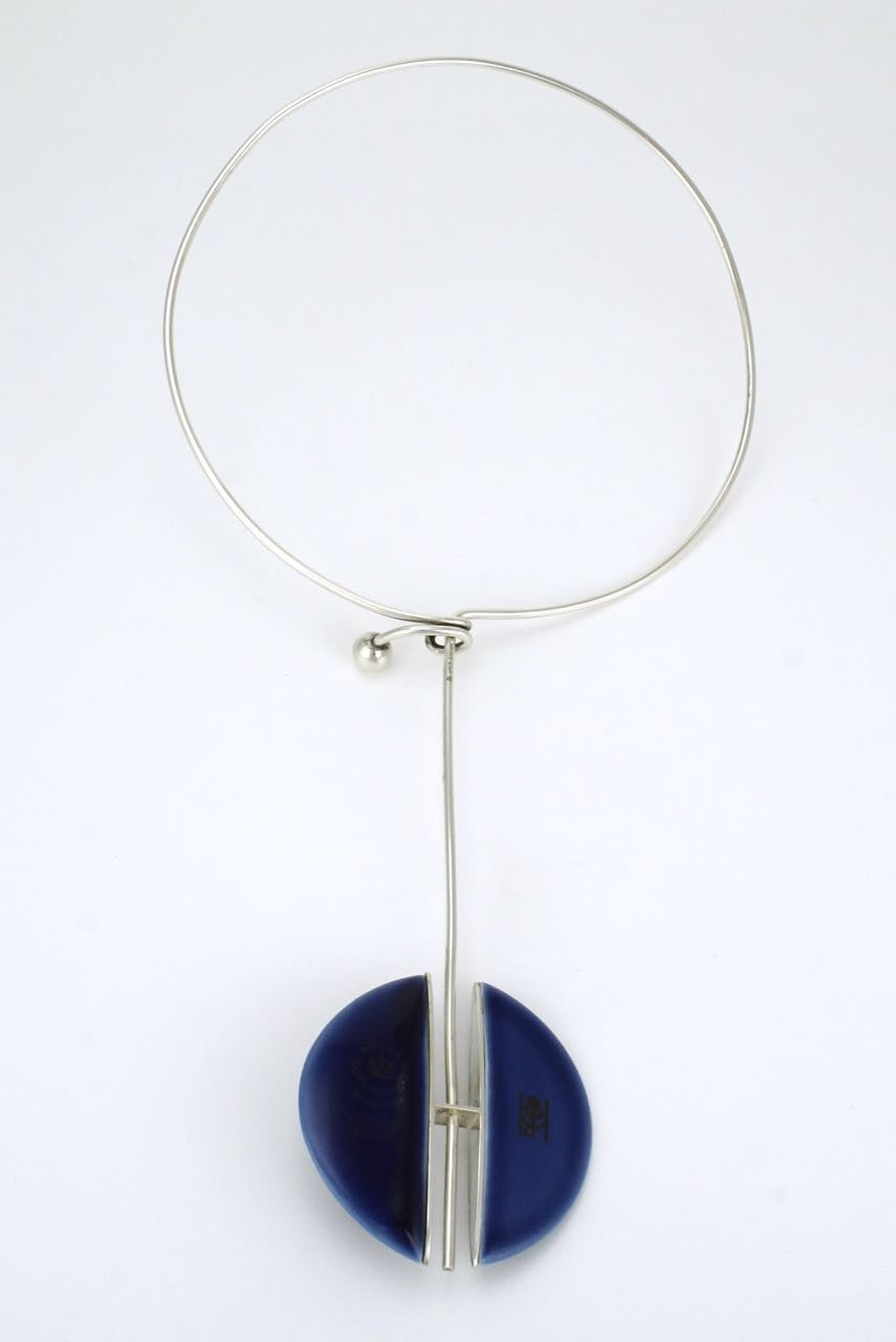 Vintage Anton Michelsen Silver and Porcelain Neckring 1970s